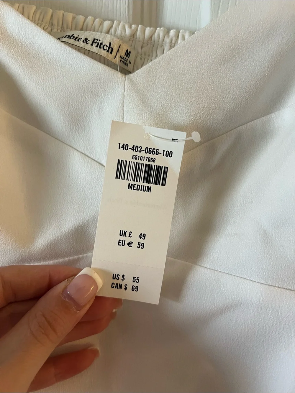 Abercrombie & Fitch White Puff Sleeve Square Neck Blouse